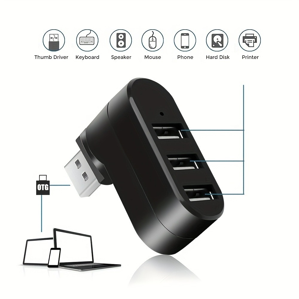 USB 2.0 Hub 3 Ports 180° Rotat - Mac Laptop Accessories ulasan dan harga