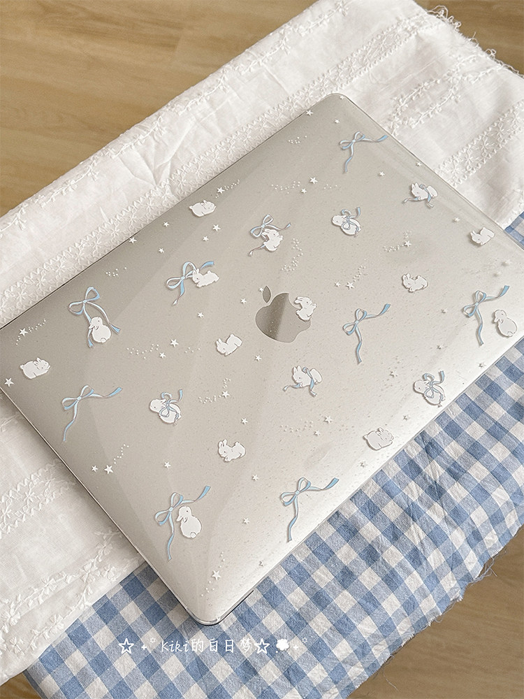 Ins Blue Bow Glitter Laptop Ca - Mac Laptop Accessories ulasan dan harga